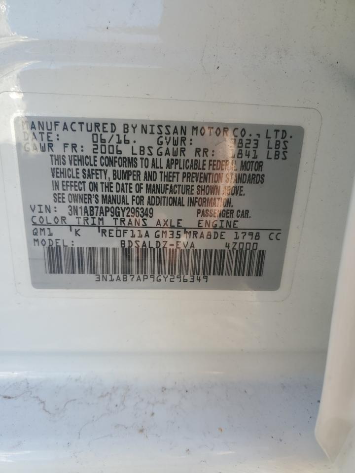 3N1AB7AP9GY296349 NISSAN SENTRA 2016