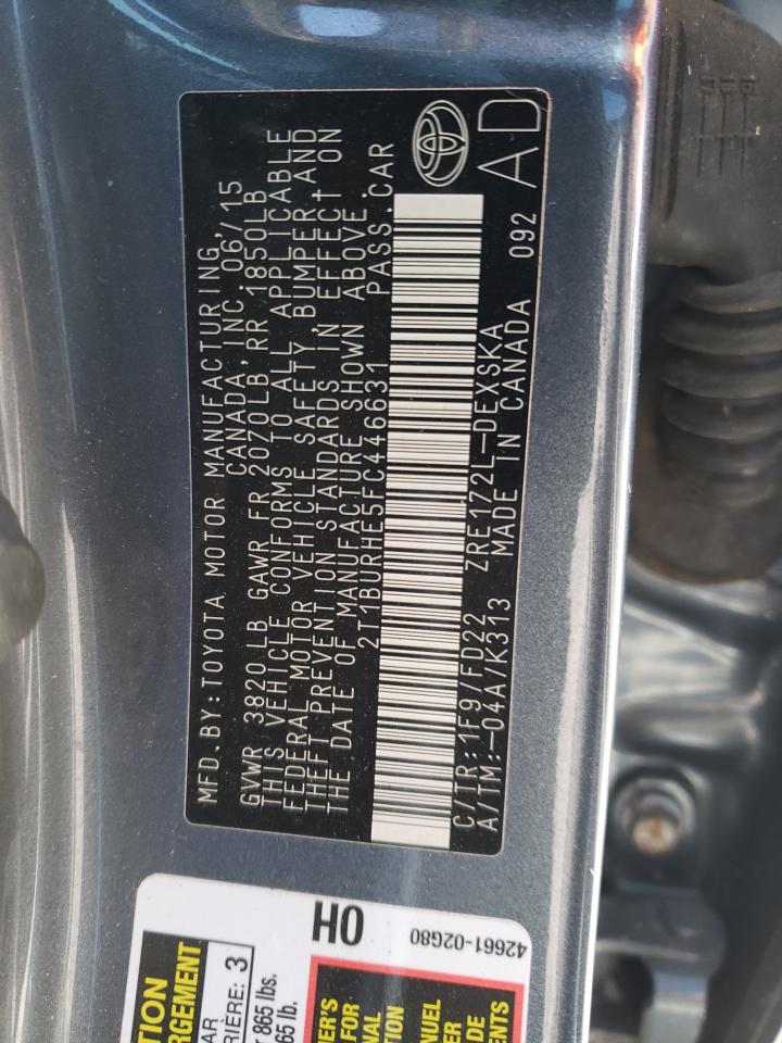 2015 Toyota Corolla L VIN: 2T1BURHE5FC446631 Lot: 49395975