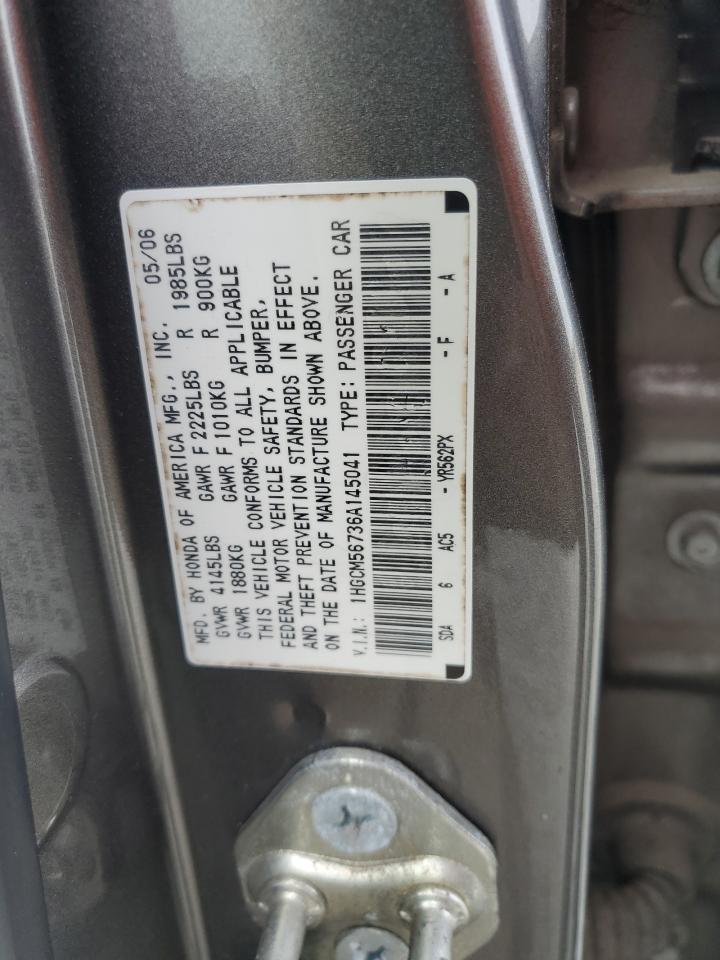 2006 Honda Accord Ex VIN: 1HCCM56736A145041 Lot: 50153695