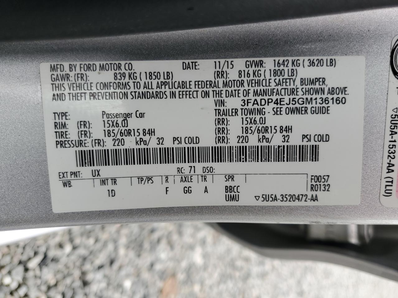 2016 Ford Fiesta Se VIN: 3FADP4EJ5GM136160 Lot: 50825975