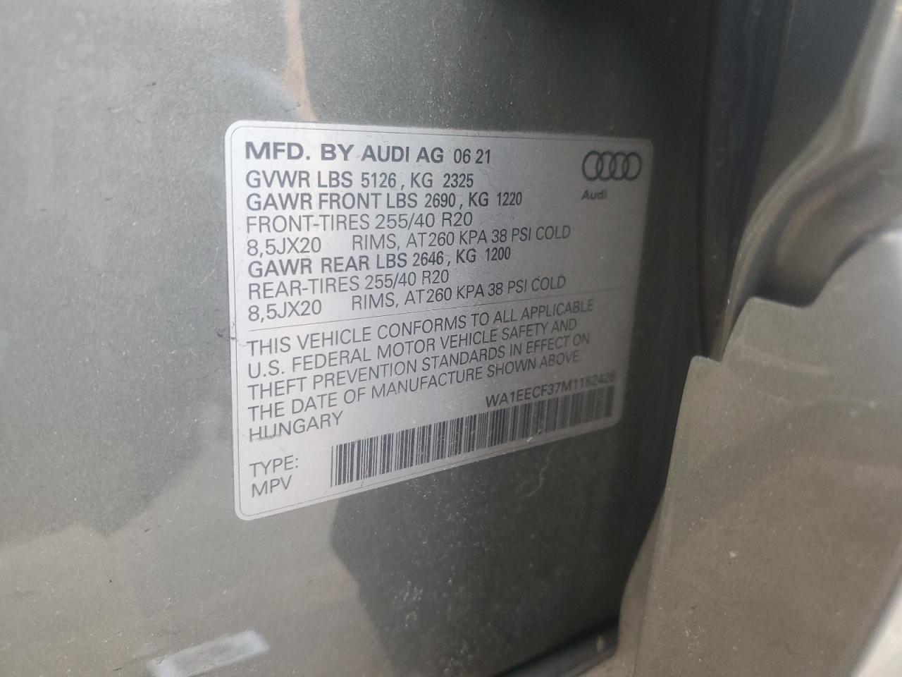 2021 Audi Q3 Premium Plus S Line 45 VIN: WA1EECF37M1152426 Lot: 49109575