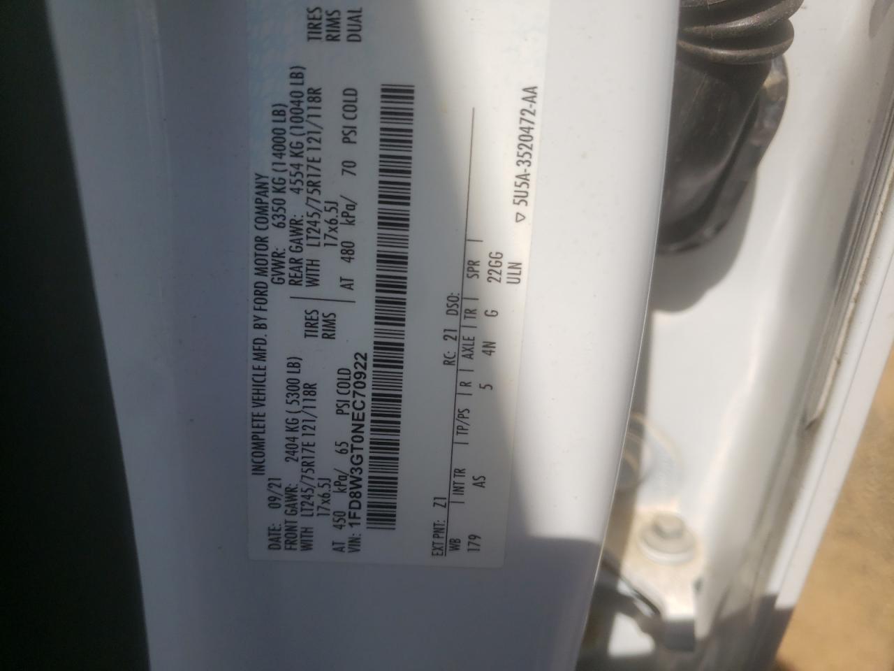 1FD8W3GT0NEC70922 FORD F350 2022