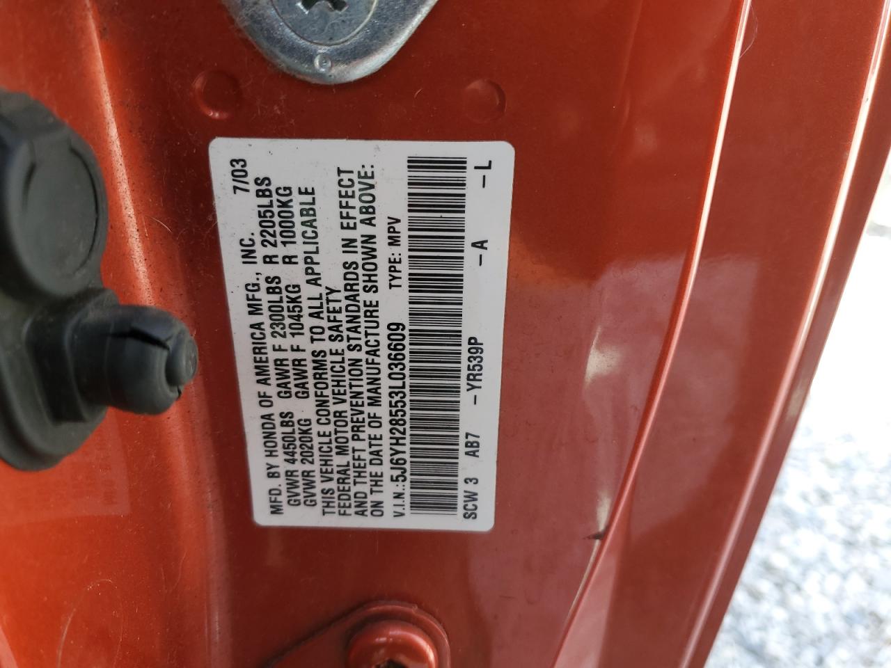 2003 Honda Element Ex VIN: 5J6YH28553L036609 Lot: 47093865