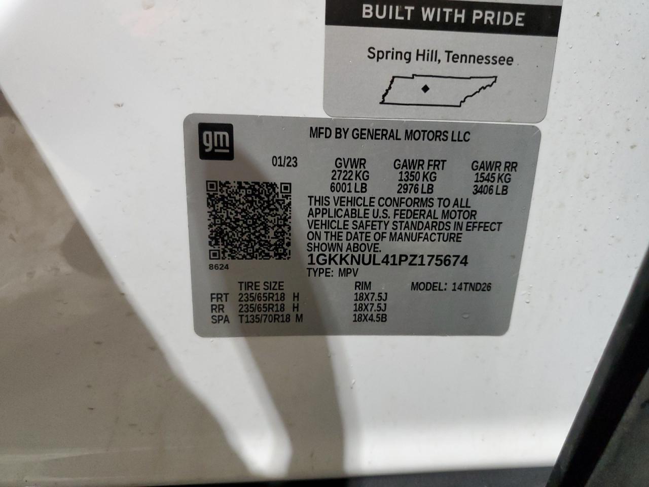 1gkknul41pz175674 1GKKNUL41PZ175674 2023 GMC Acadia Slt