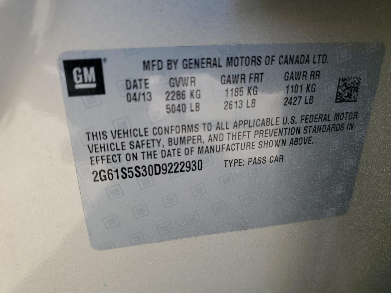 2013 Cadillac Xts Premium Collection VIN: 2G61S5S30D9222930 Lot: 48612955