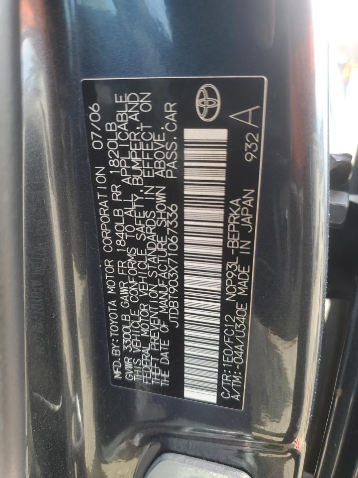 2007 Toyota Yaris VIN: JTDBT903X71067336 Lot: 50500595