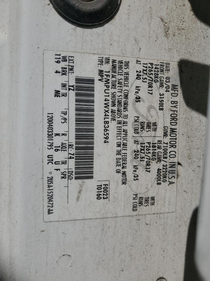 2004 Ford Expedition Xls VIN: 1FMPU14WX4LB36594 Lot: 49499735
