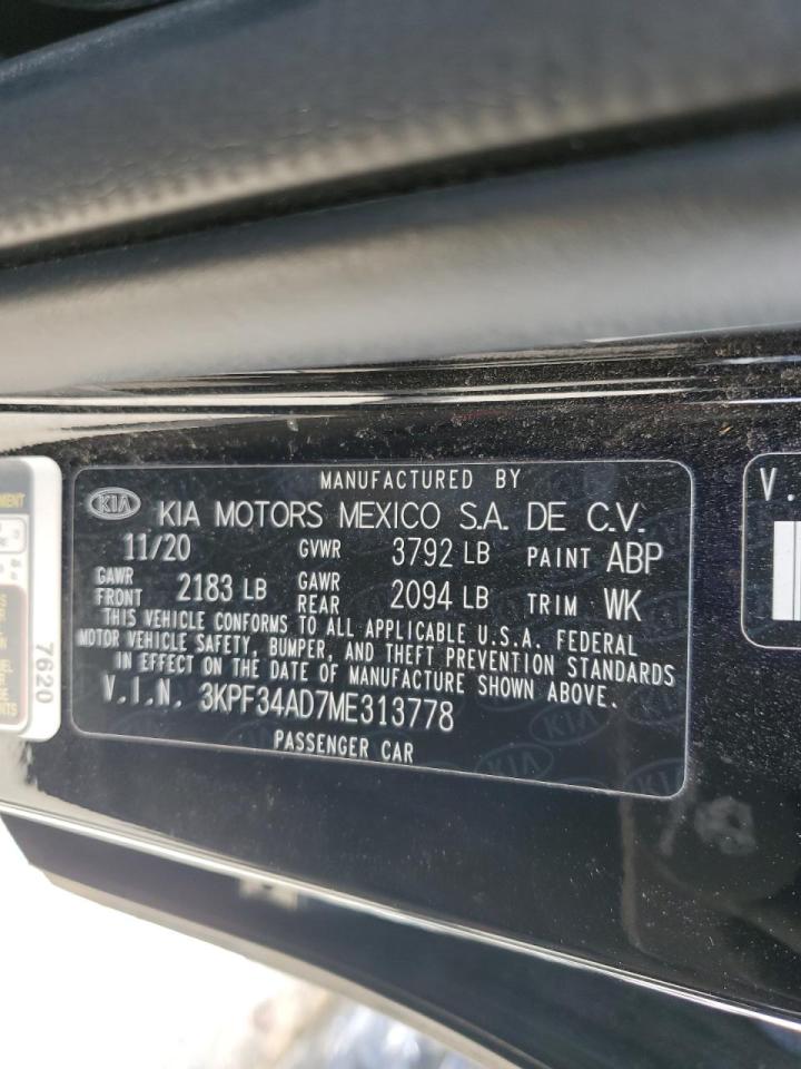 2021 Kia Forte Gt Line VIN: 3KPF34AD7ME313778 Lot: 48799015