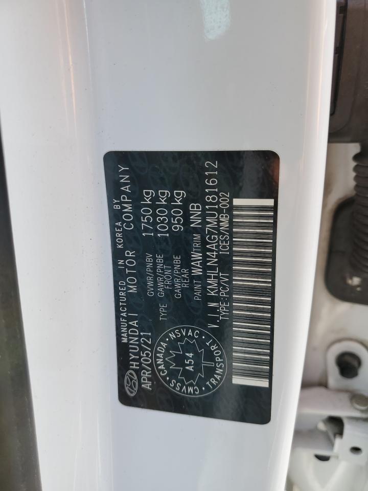 2021 Hyundai Elantra Sel VIN: KMHLN4AG7MU181612 Lot: 47210165