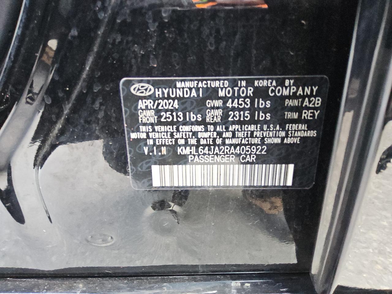 2024 Hyundai Sonata Sel VIN: KMHL64JA2RA405922 Lot: 51076135