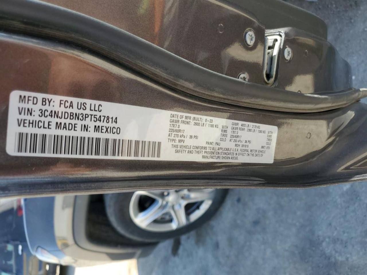 2023 Jeep Compass Latitude VIN: 3C4NJDBN3PT547814 Lot: 48878665