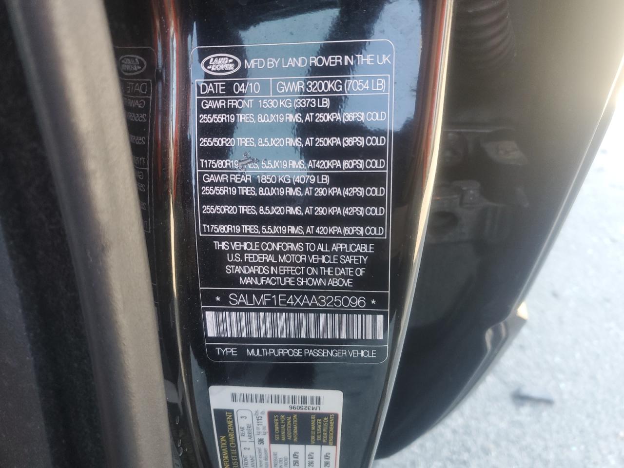 2010 Land Rover Range Rover Hse Luxury VIN: SALMF1E4XAA325096 Lot: 50802705