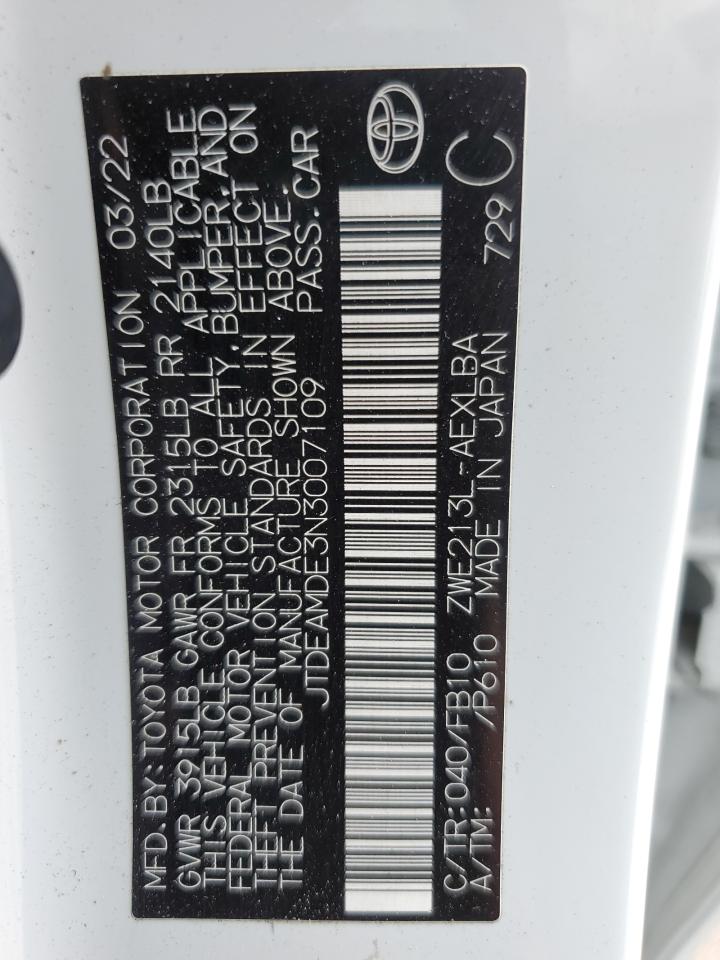 JTDEAMDE3N3007109 TOYOTA COROLLA 2022