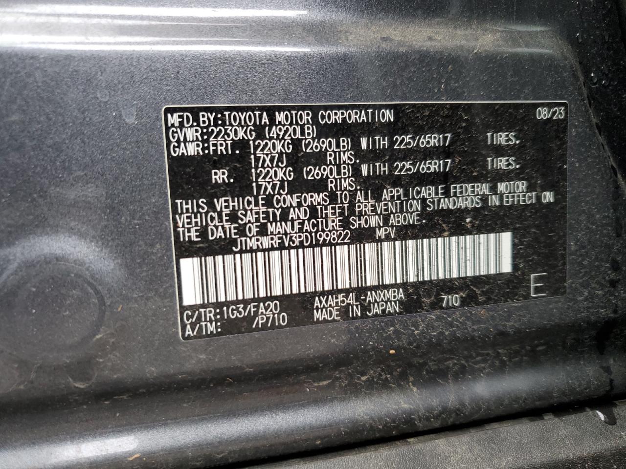 2023 Toyota Rav4 Xle VIN: JTMRWRFV3PD199822 Lot: 48452545