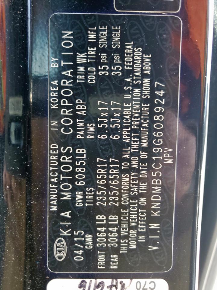 2015 Kia Sedona Lx VIN: KNDMB5C19G6089247 Lot: 49546885
