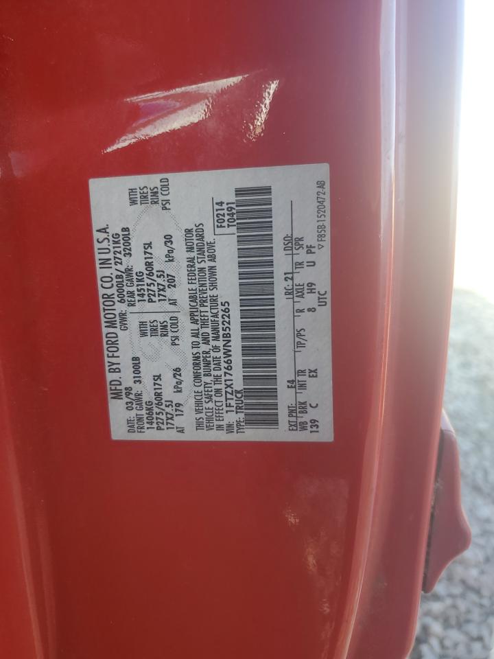 1998 Ford F150 VIN: 1FTZX1766WNB52265 Lot: 50369095