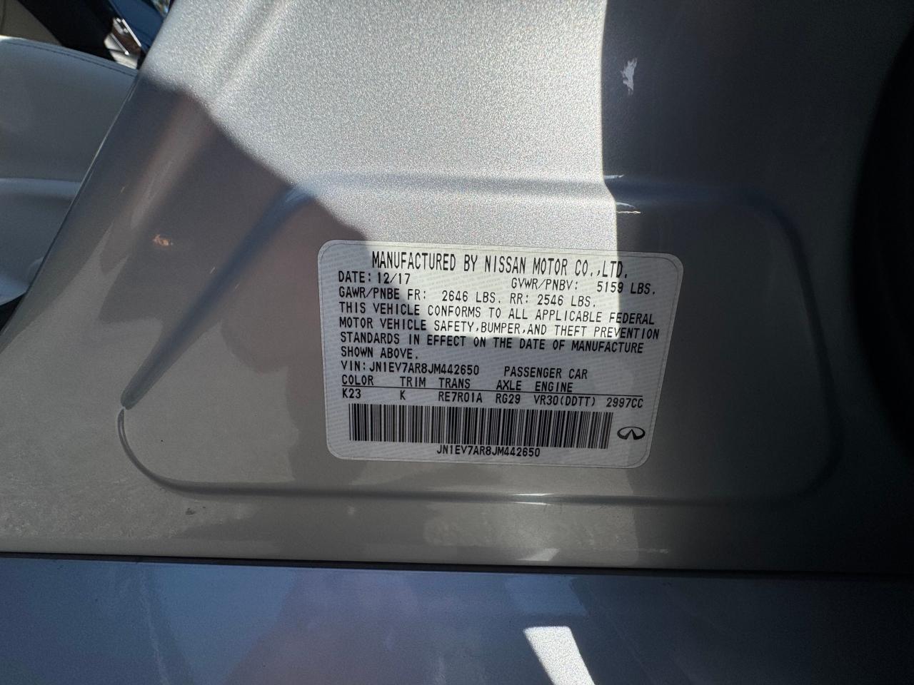 2018 Infiniti Q50 Luxe VIN: JN1EV7AR8JM44265 Lot: 49291325