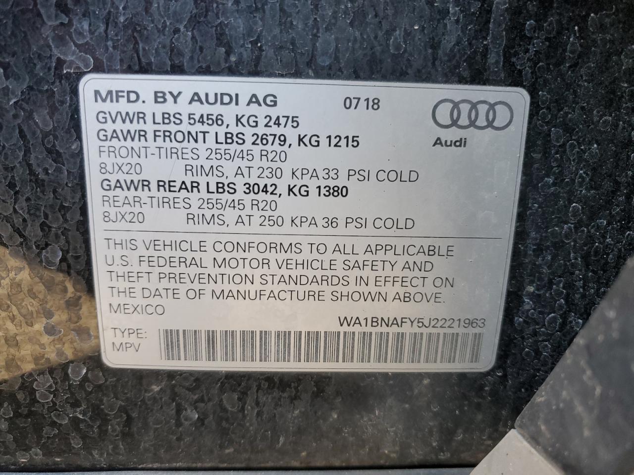 WA1BNAFY5J2221963 Audi Q5 2018. Фото: 13