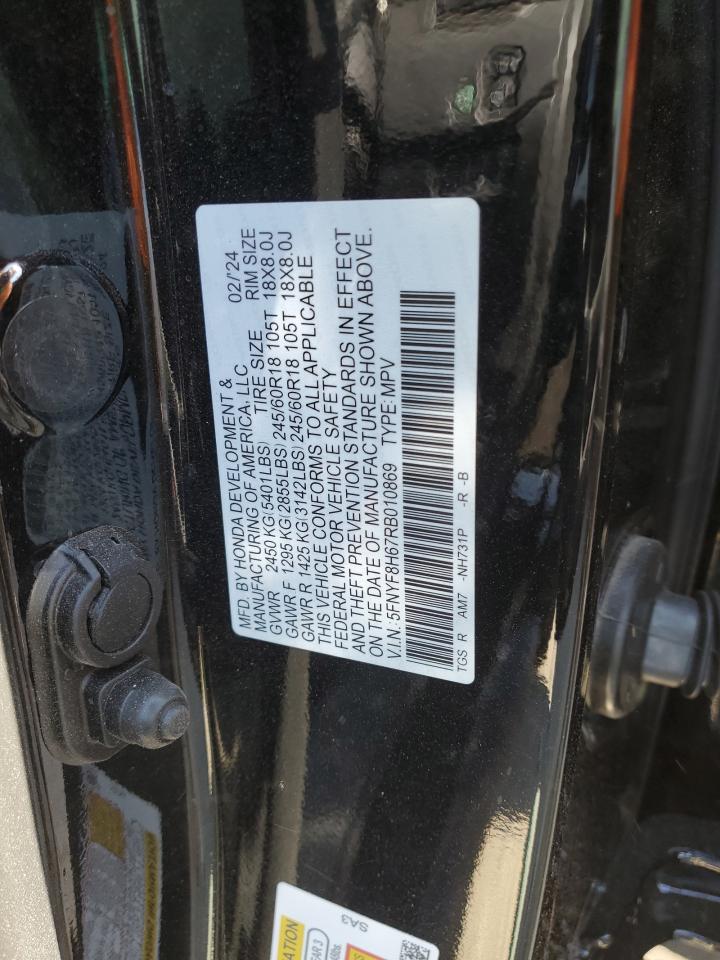 2024 Honda Passport Trail Sport VIN: 5FNYF8H67RB010869 Lot: 50761425
