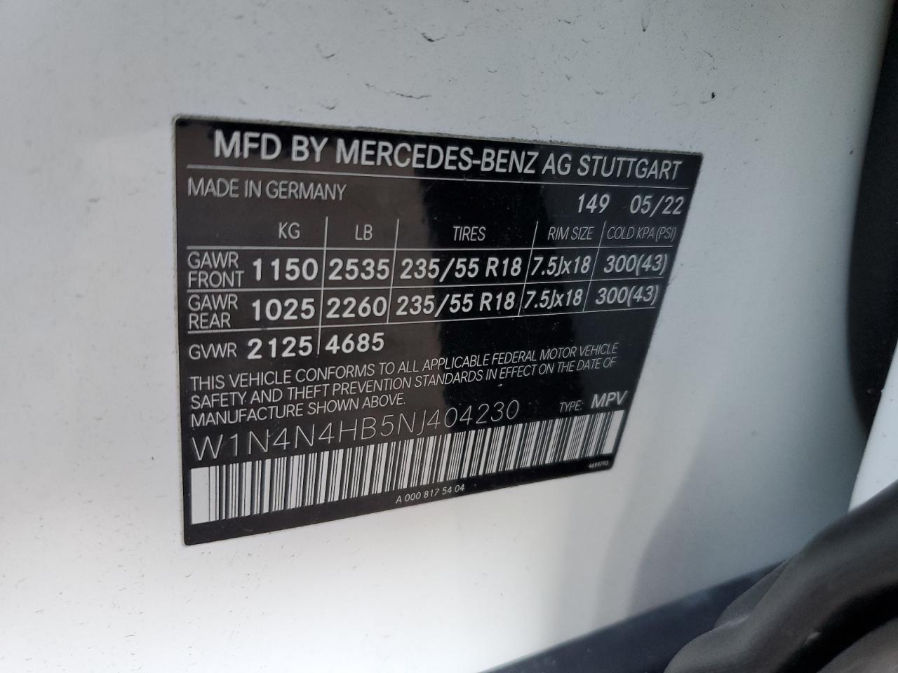 2022 Mercedes-Benz Gla 250 4Matic VIN: W1N4N4HB5NJ404230 Lot: 46861765