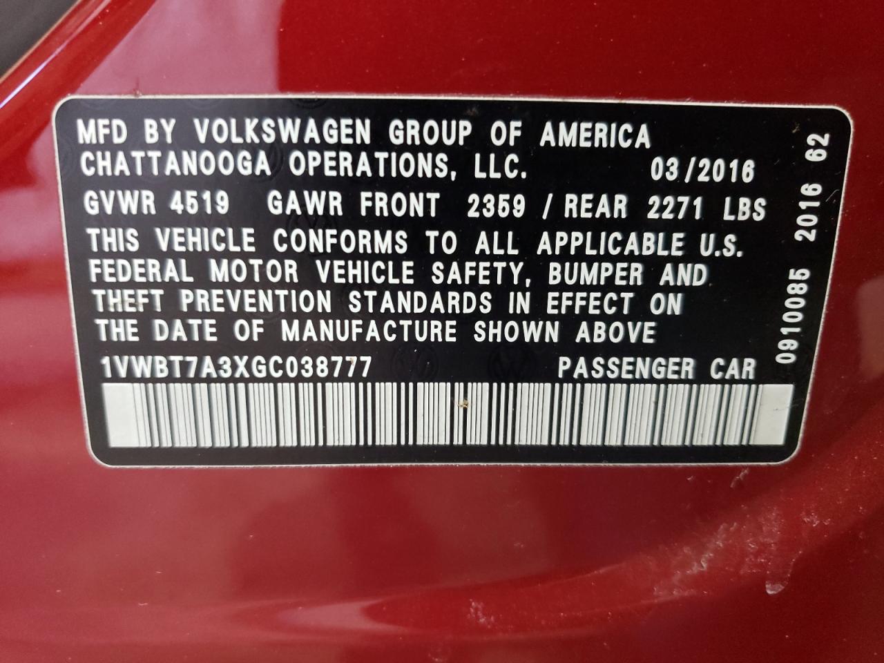 2016 Volkswagen Passat - Image 12