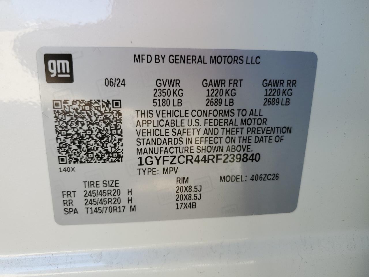 2024 Cadillac Xt4 Premium Luxury VIN: 1GYFZCR44RF239840 Lot: 48870445