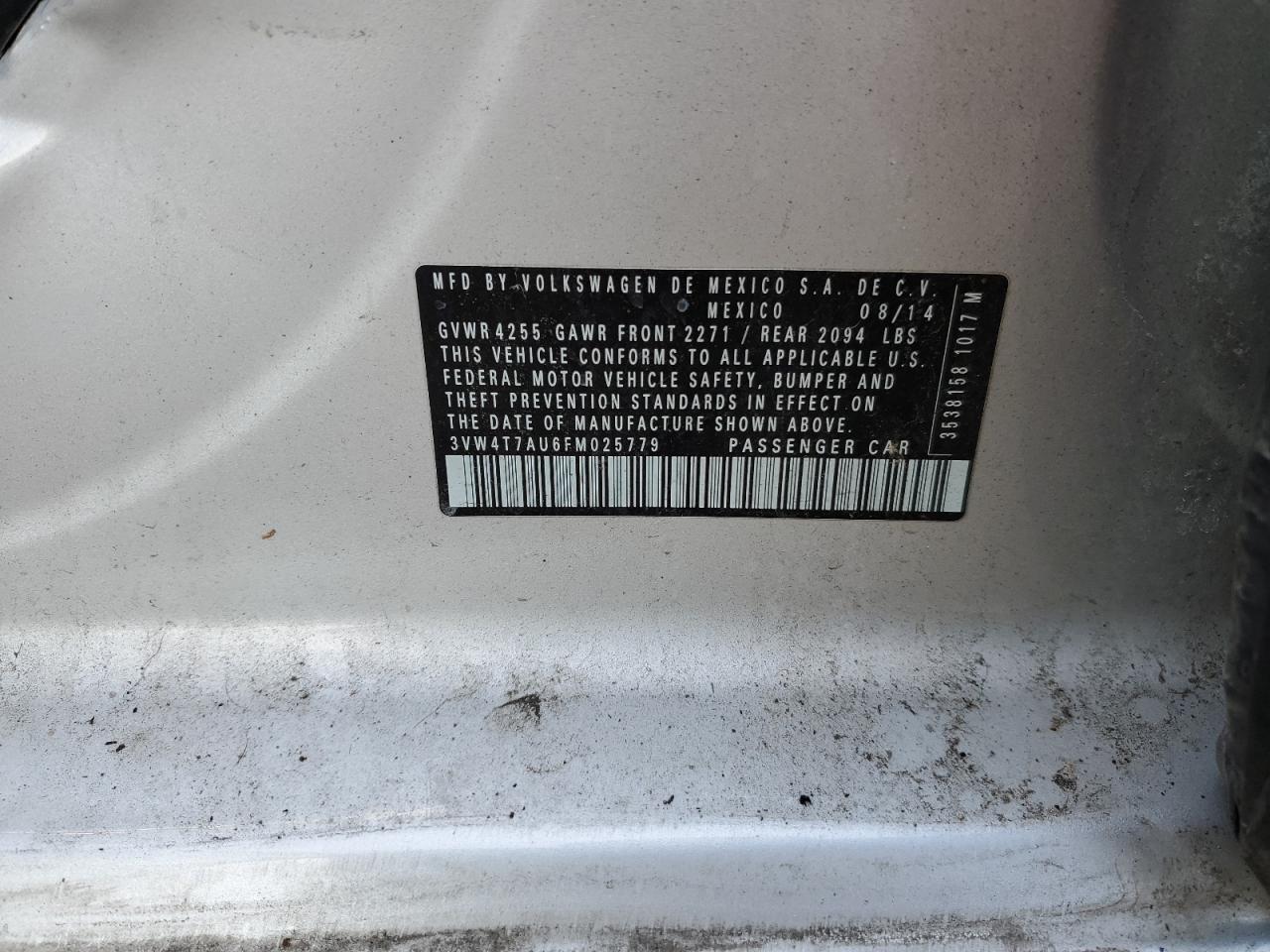 2015 Volkswagen Gti VIN: 3VW4T7AU6FM025779 Lot: 47224275
