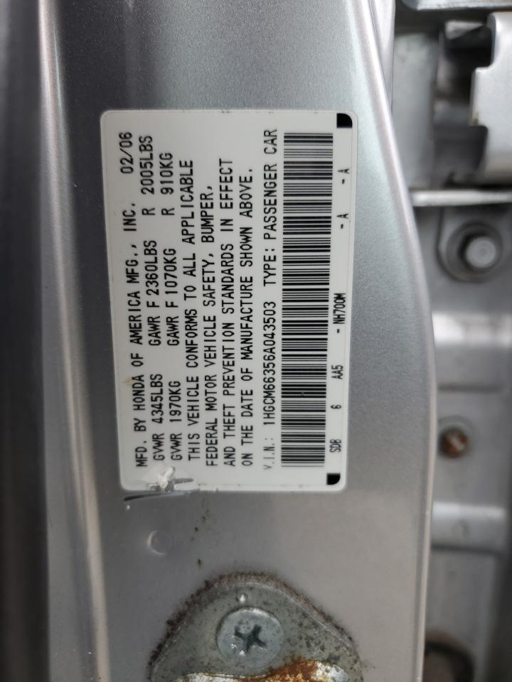 2006 Honda Accord Lx VIN: 1HGCM66356A043503 Lot: 65556765