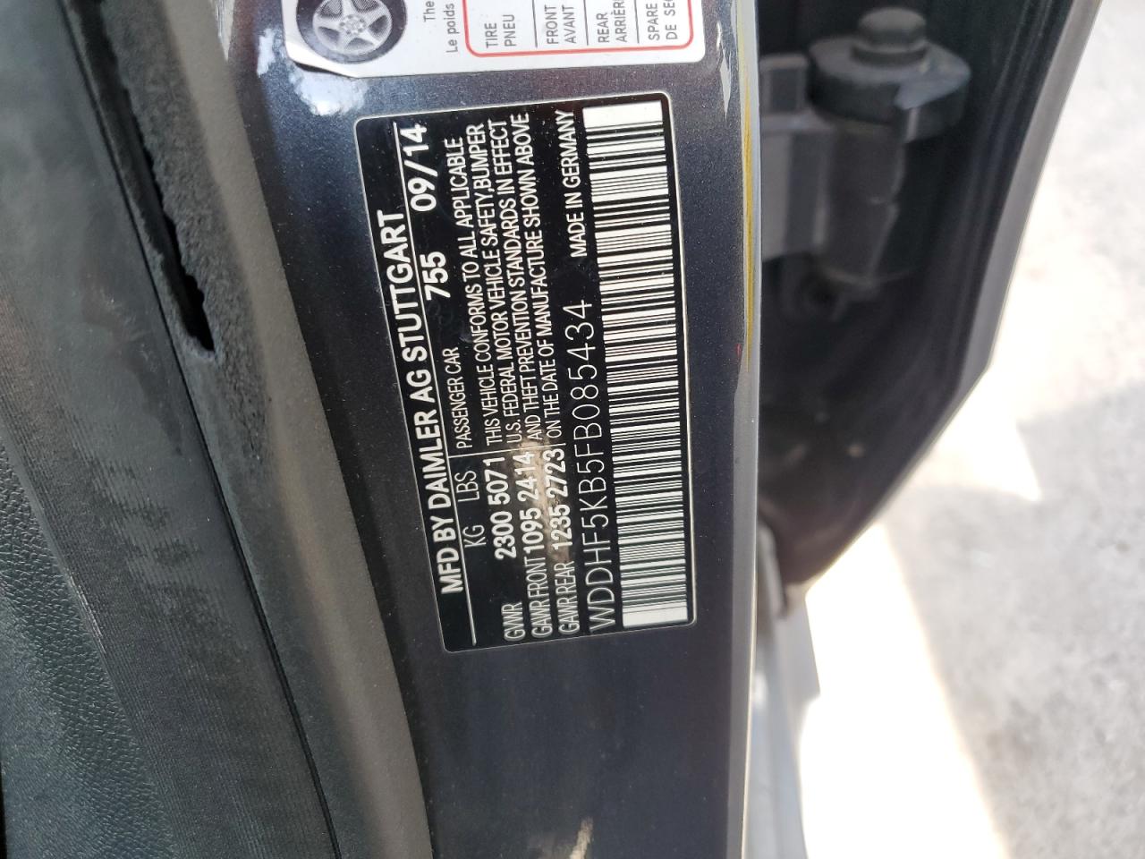 2015 Mercedes-Benz E 350 VIN: WDDHF5KB5FB085434 Lot: 50929595