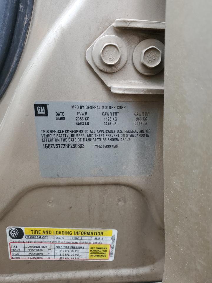 2008 Saturn Aura Xr VIN: 1G8ZV57738F250893 Lot: 49181355