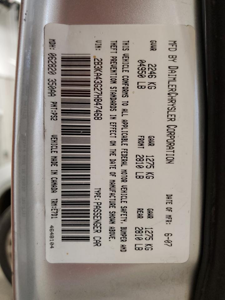 2007 Dodge Charger Se VIN: 2B3KA43G27H847468 Lot: 54378225