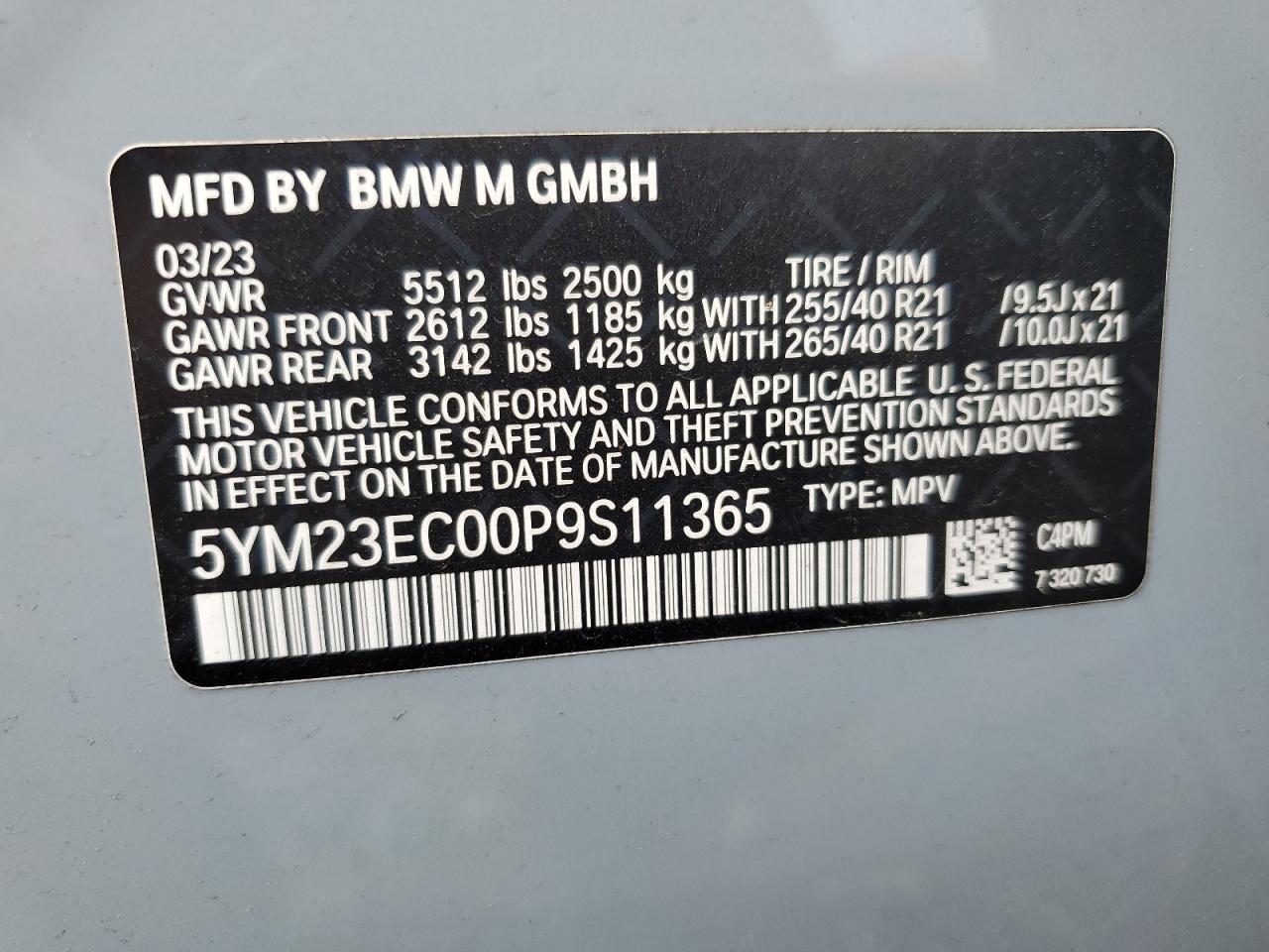 2023 BMW X4 M VIN: 5YM23EC00P9S11365 Lot: 51417765