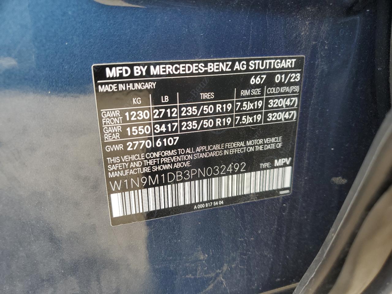 VIN: W1N9M1DB3PN032492 2023 MERCEDES-BENZ EQB 350 4M