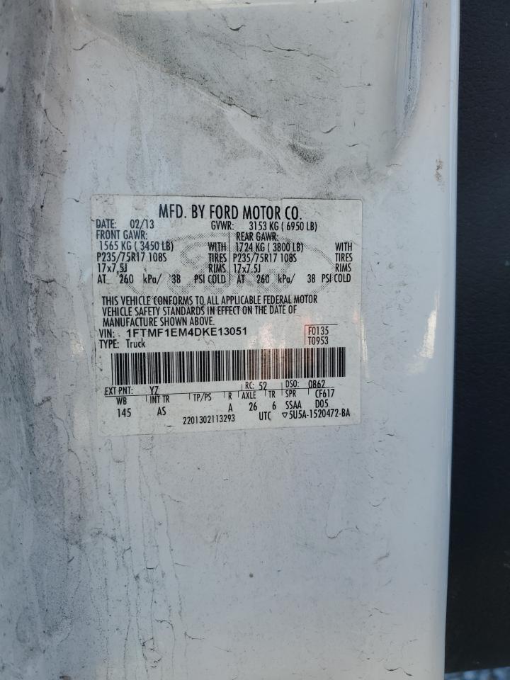 2013 Ford F150 VIN: 1FTMF1EM4DKE13051 Lot: 50920415