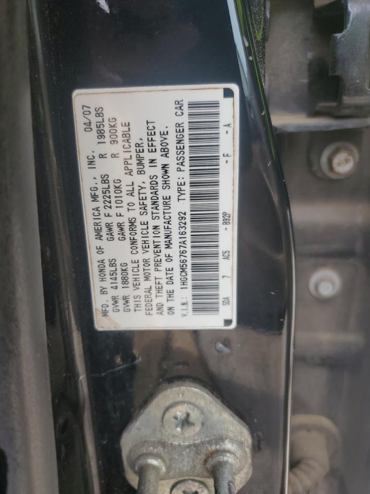 2007 Honda Accord Ex VIN: 1HGCM56767A163292 Lot: 50550485