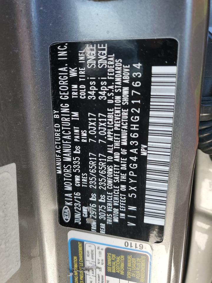 2017 Kia Sorento Lx VIN: 5XYPG4A36HG217634 Lot: 48423995