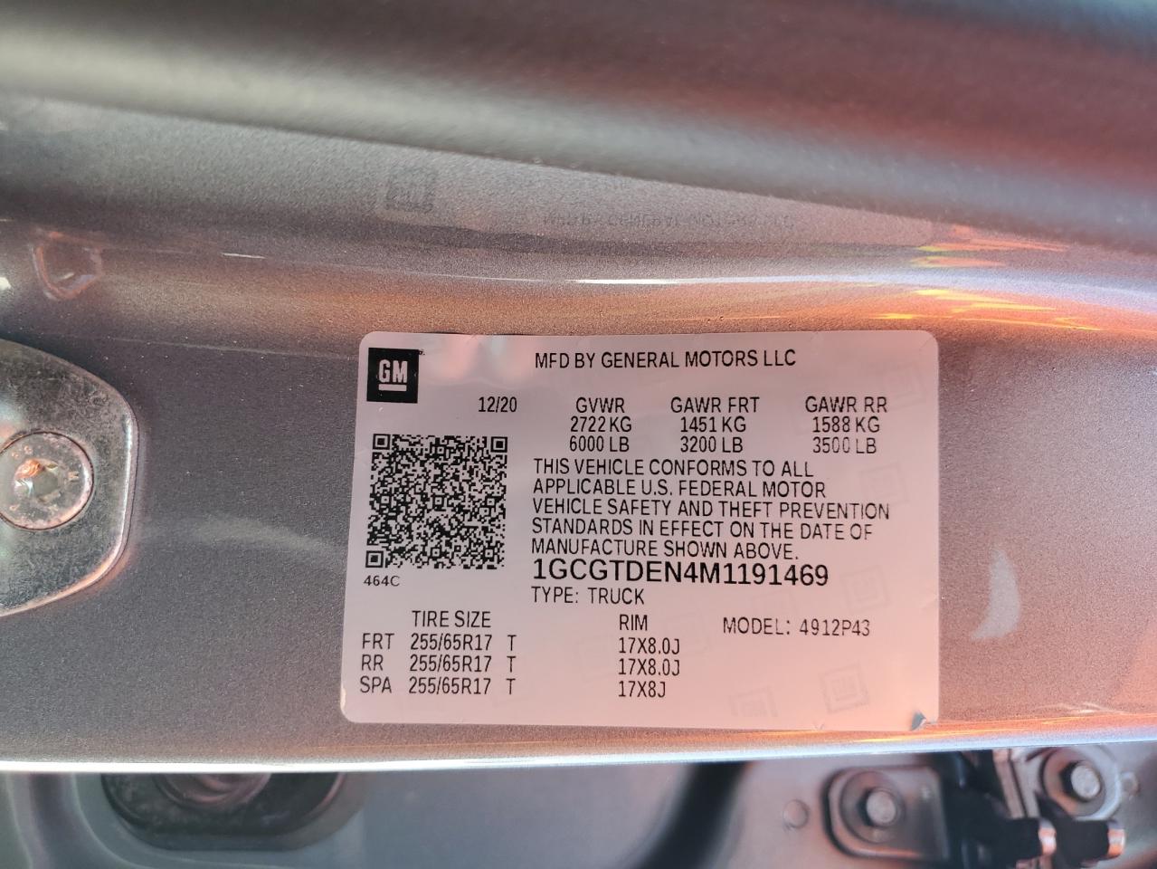 1GCGTDEN4M1191469 CHEVROLET COLORADO 2021