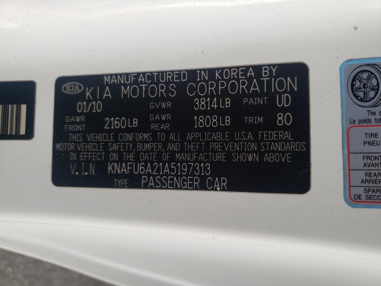 2010 Kia Forte Ex VIN: KNAFU6A21A5197313 Lot: 50221205