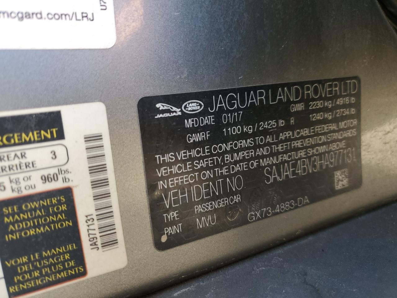 2017 Jaguar Xe Prestige VIN: SAJAE4BV3HA977131 Lot: 46705915