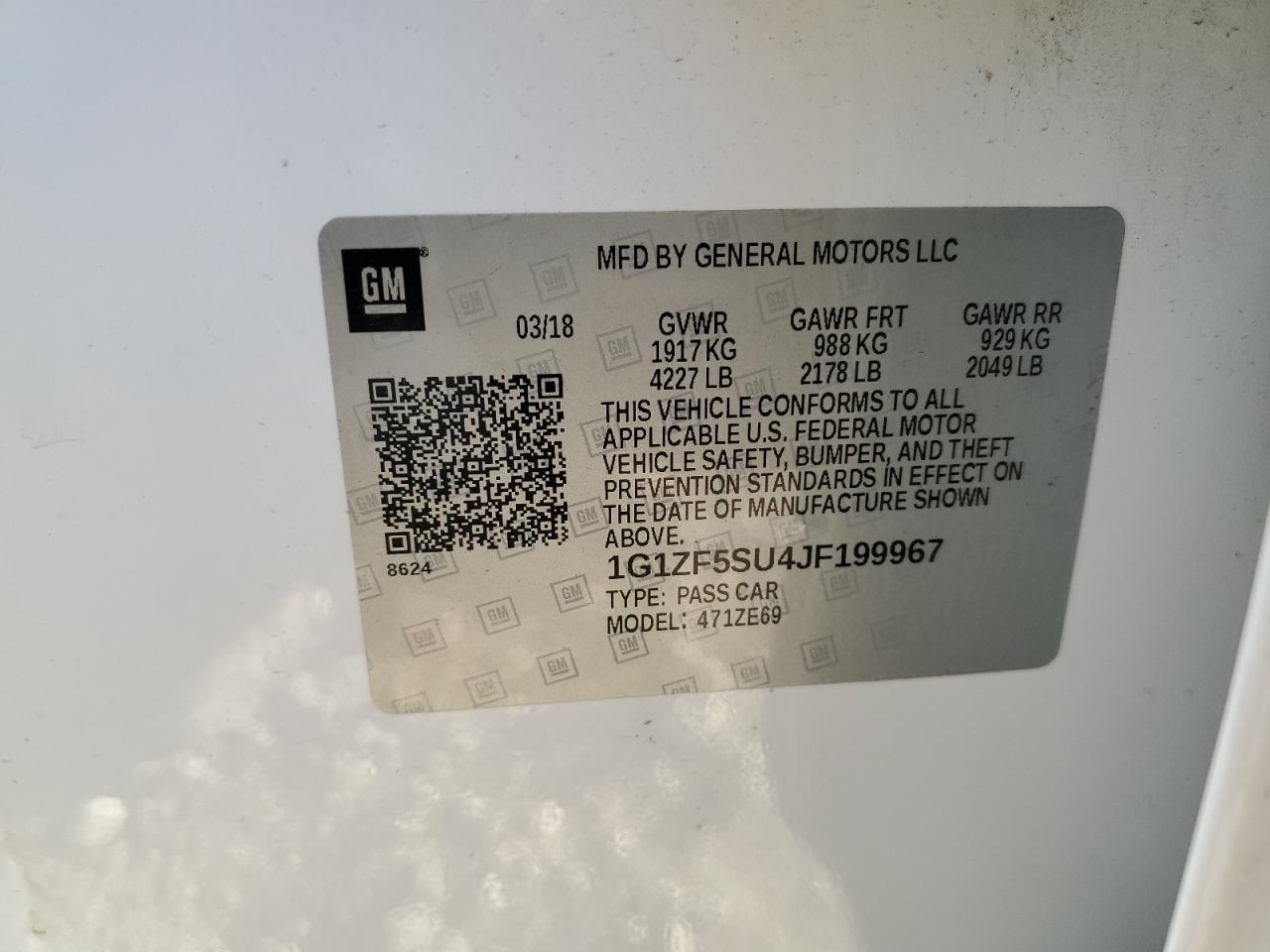 1G1ZF5SU4JF199967 CHEVROLET MALIBU 2018