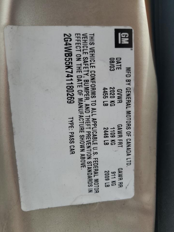 2004 Buick Regal Ls VIN: 2G4WB55K741180269 Lot: 48333295