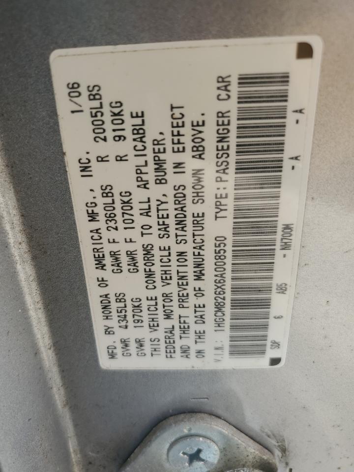 2006 Honda Accord Ex VIN: 1HGCM826X6A008550 Lot: 49281125