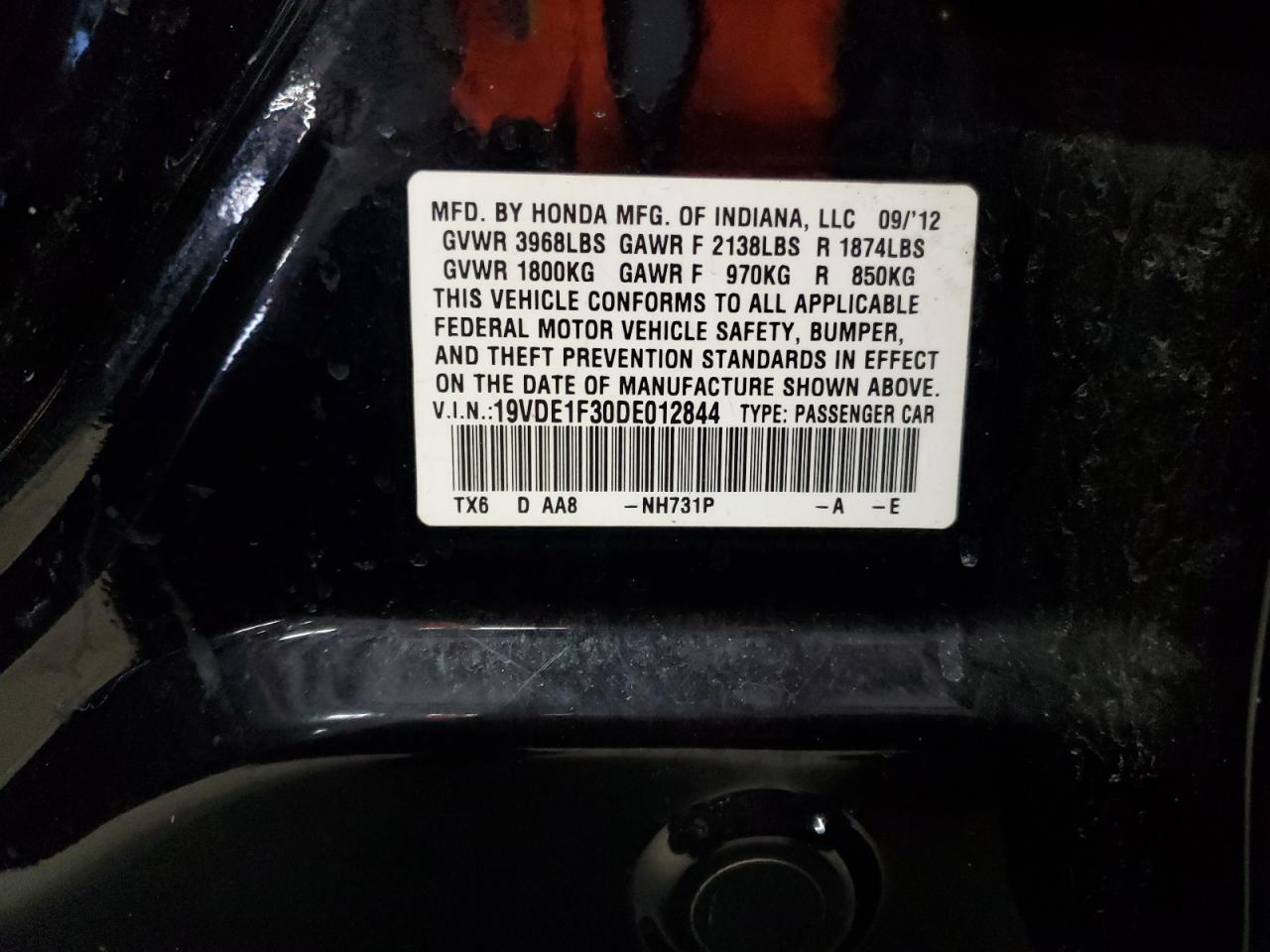 2013 Acura Ilx 20 VIN: 19VDE1F30DE012844 Lot: 49517055