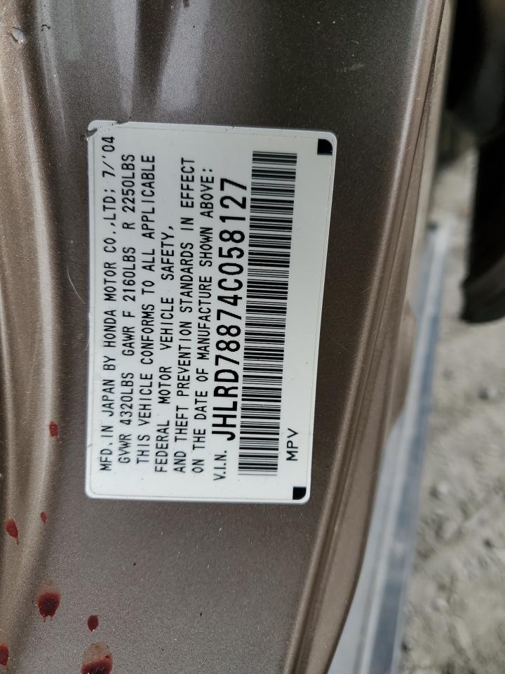 2004 Honda Cr-V Ex VIN: JHLRD78874C058127 Lot: 48773195