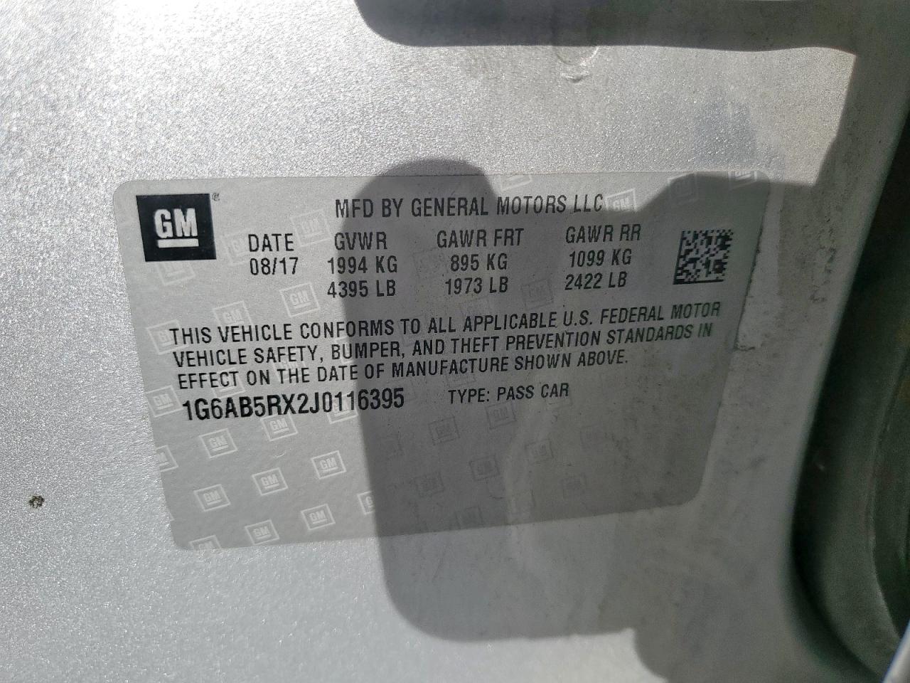 2018 Cadillac Ats Luxury VIN: 1G6AB5RX2J0116395 Lot: 49831535