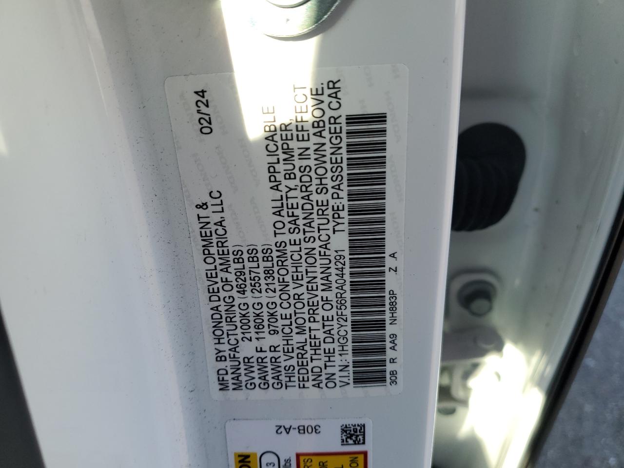 1HGCY2F56RA044291 HONDA ACCORD 2024