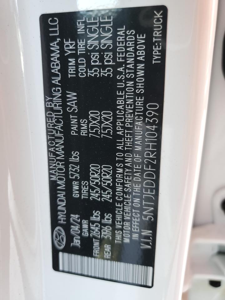 2024 Hyundai Santa Cruz Limited VIN: 5NTJEDDF2RH104390 Lot: 50969905