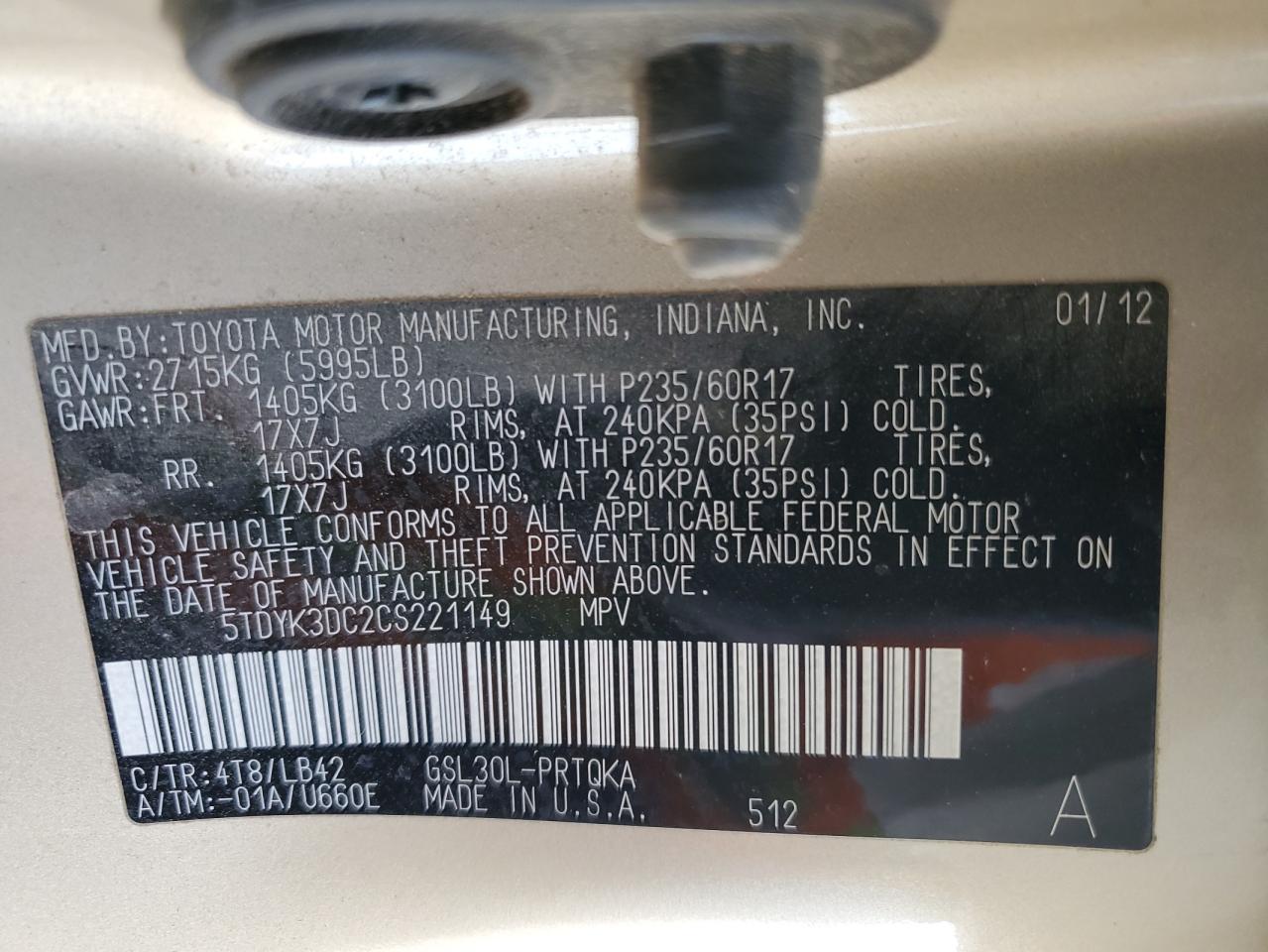 2012 Toyota Sienna - Image 13