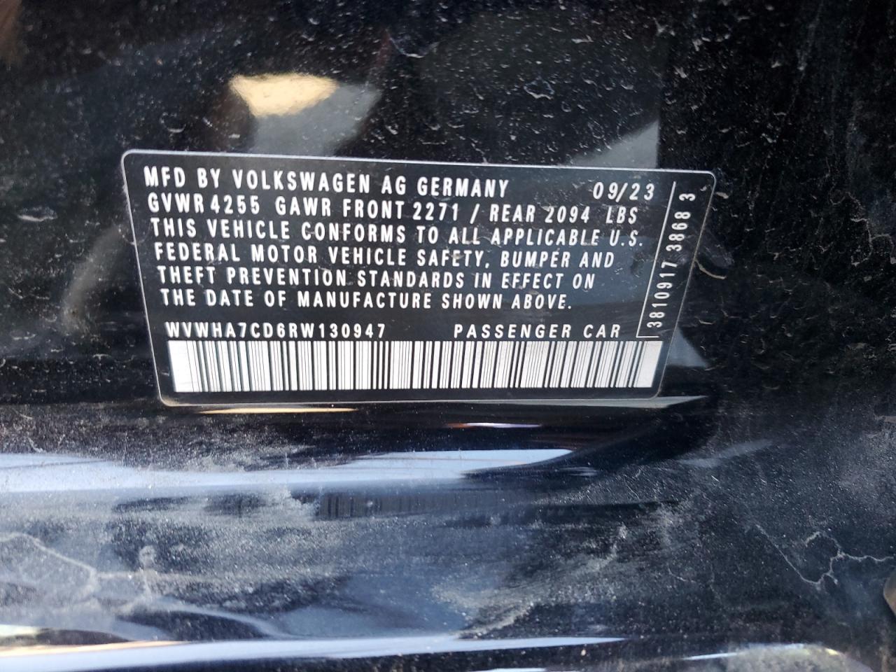 2024 Volkswagen Gti S VIN: WVWHA7CD6RW130947 Lot: 48638435
