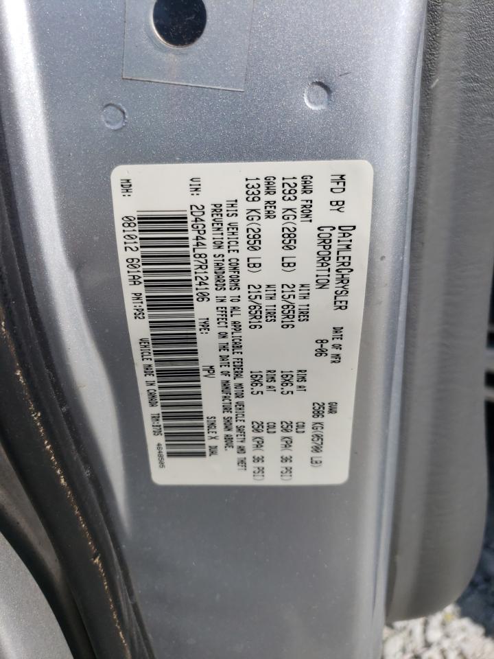 2007 Dodge Grand Caravan Sxt VIN: 2D4GP44L87R124106 Lot: 70756585